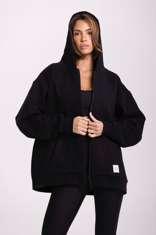 Sudadera con capucha Flow - Negra - Mujer