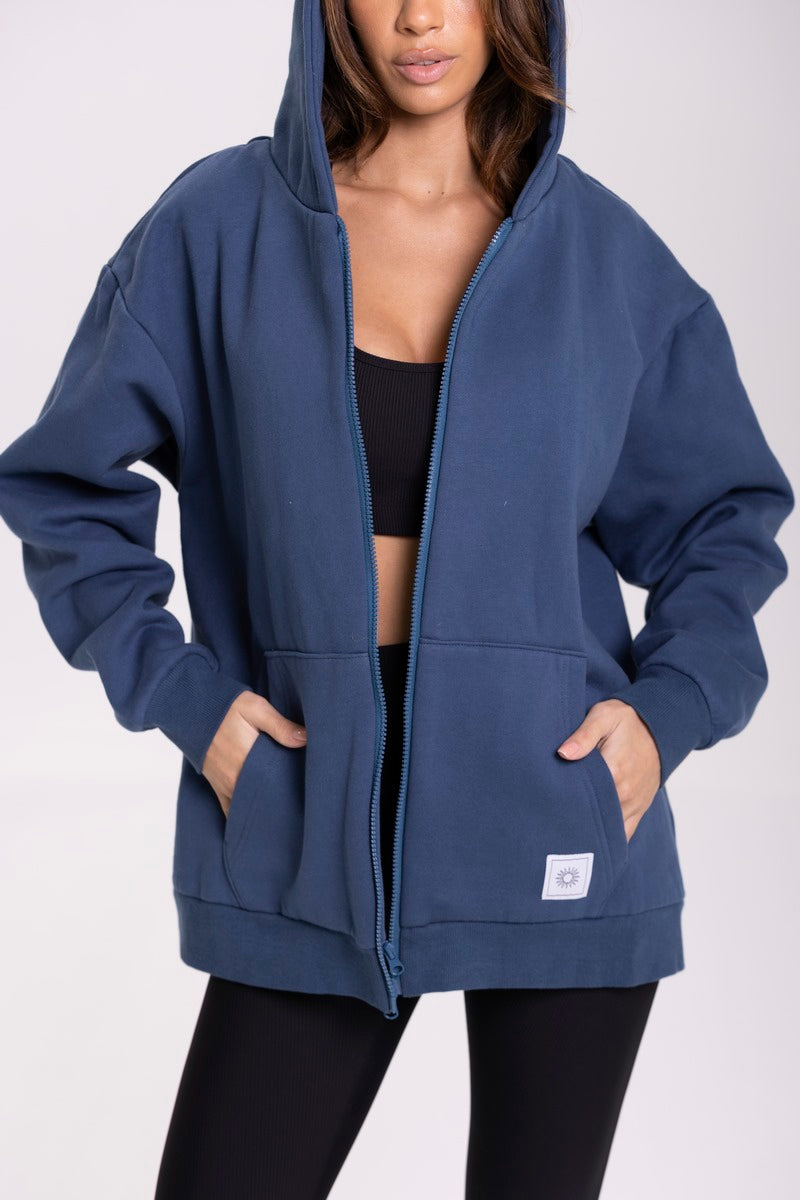 Sweat Capuche Flow - Bleu