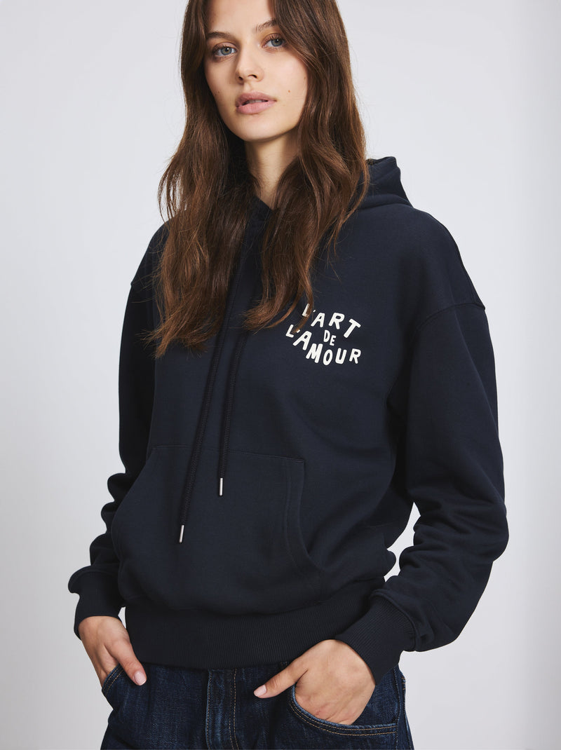 Sweat capuche unisexe L'AMOUR DE L'ART noir fusain