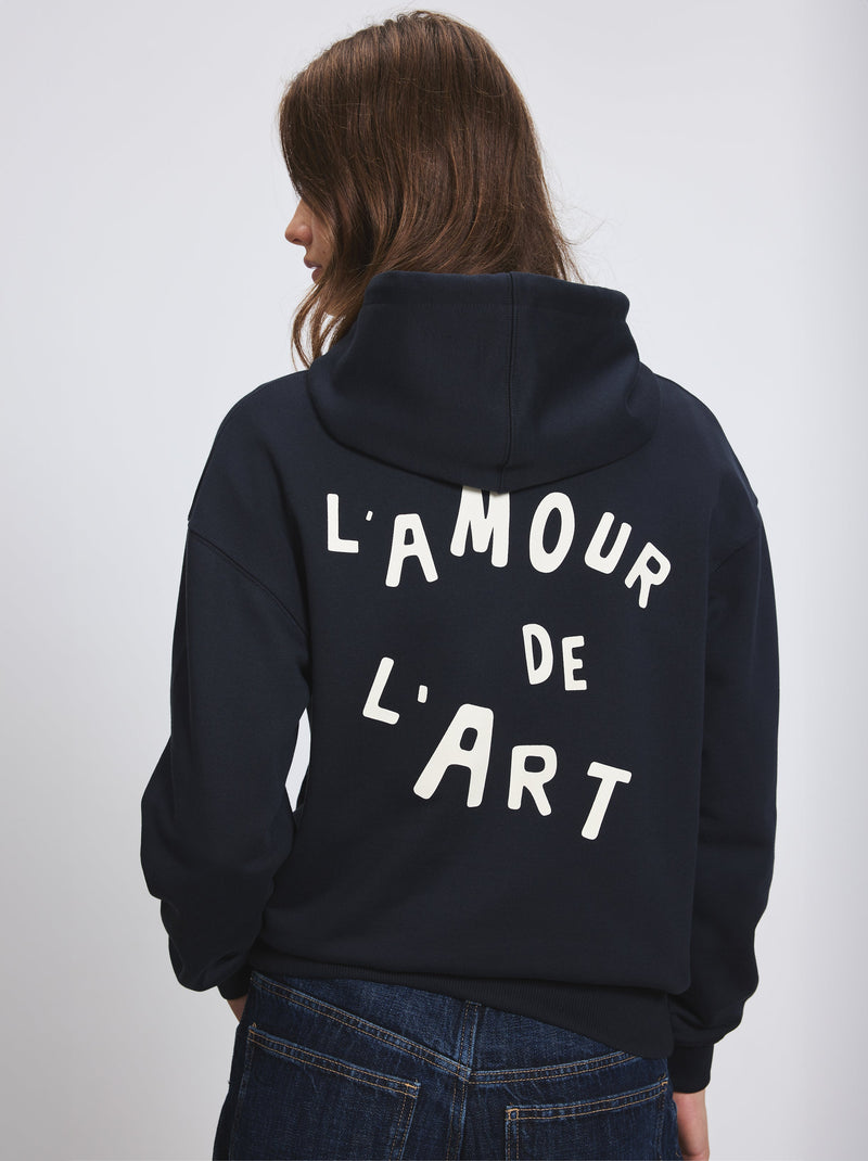 Sweat capuche unisexe L'AMOUR DE L'ART noir fusain