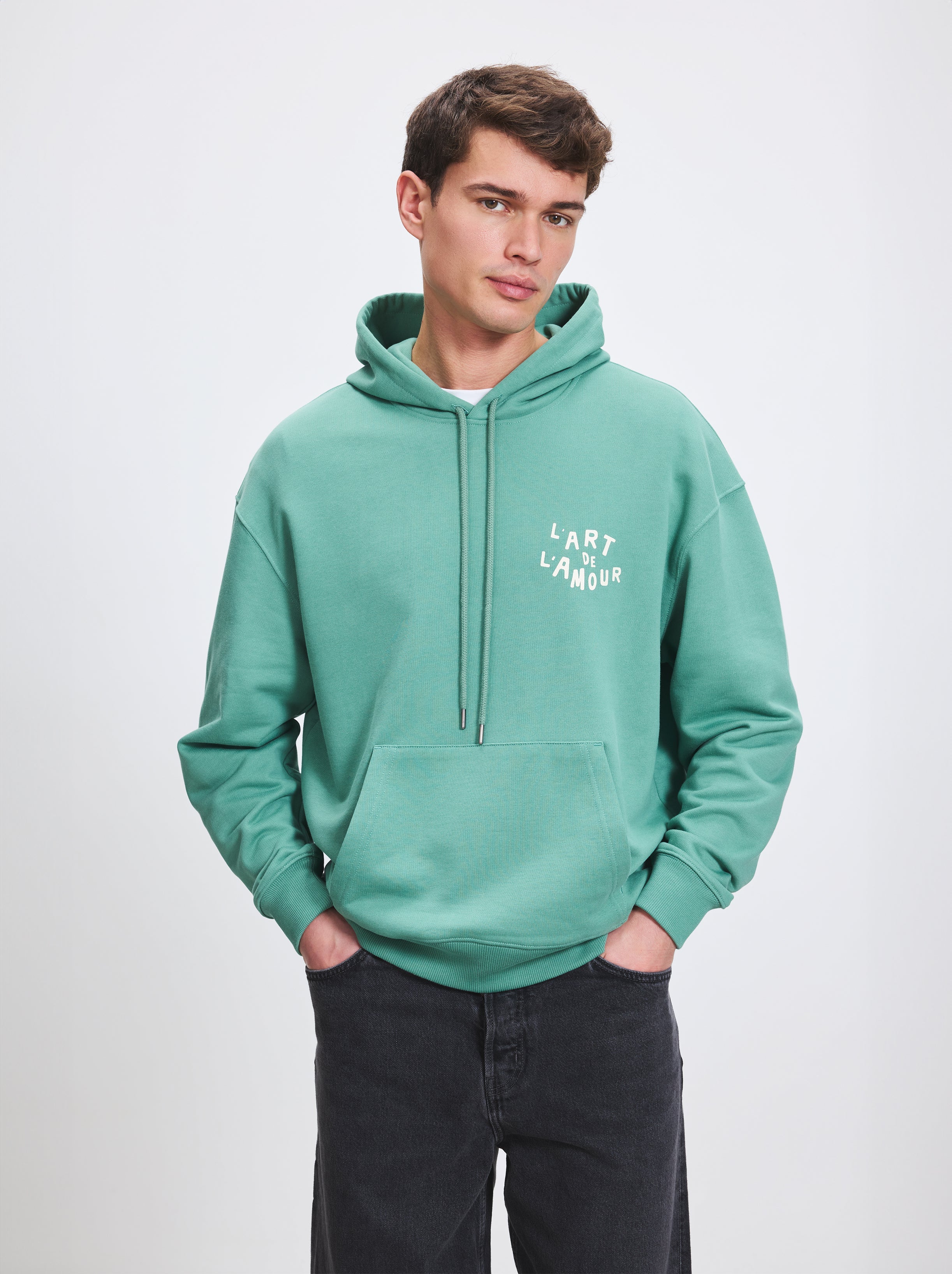 Sweat Capuche Unisexe L'Amour De L'Art Vert Givré
