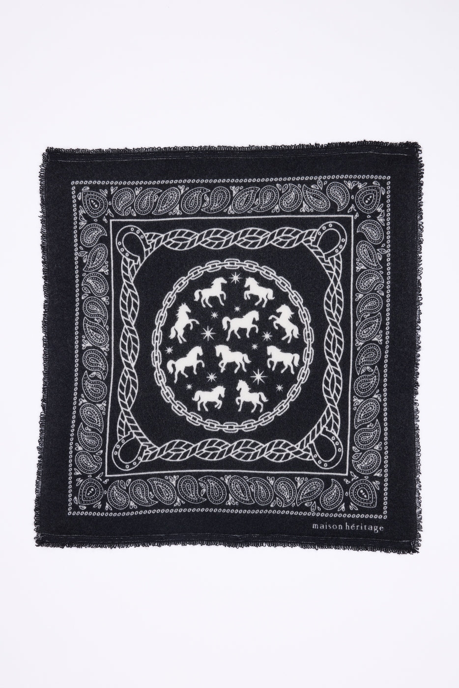 BANDANA/HORSE/BLACK/ECOPAPER-M-54*54CM