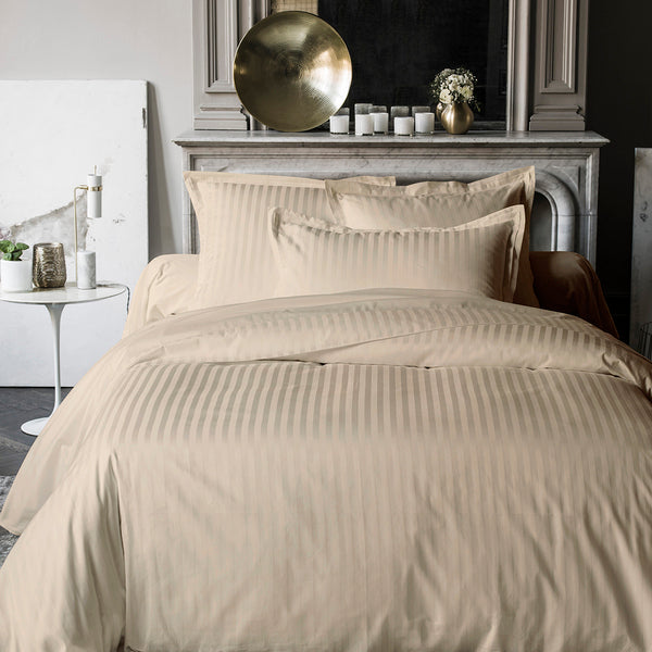 Satin Uni Jacquard - Duvet Cover - Greige