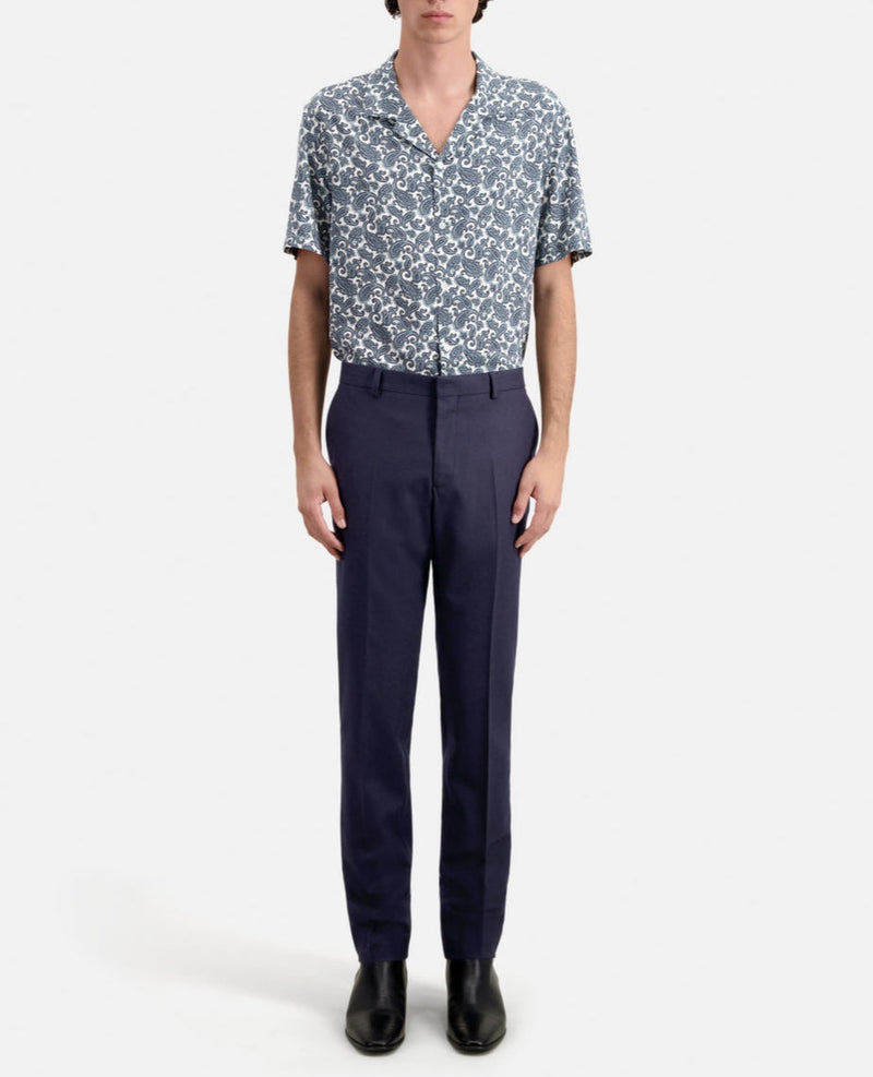 Pantalón de traje de lana - Azul marino - Hombre