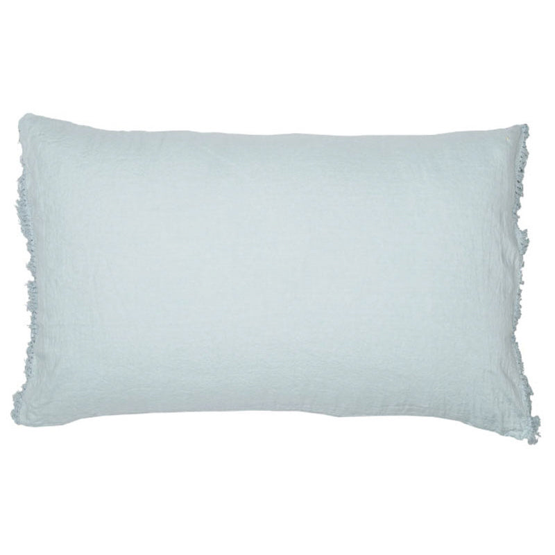 Housse De Coussin En Lin Lavé À Finitions Frangées - Gris