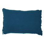 Housse De Coussin En Lin Lavé À Finitions Frangées - Bleu