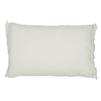Housse De Coussin En Lin Lavé À Finitions Frangées - Blanc