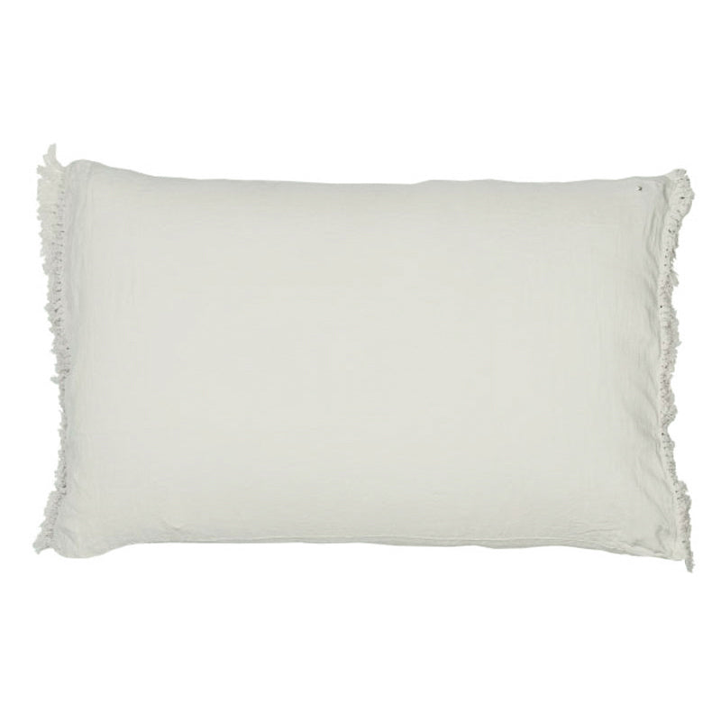 Housse De Coussin En Lin Lavé À Finitions Frangées - Blanc