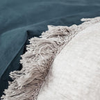 Housse De Coussin En Lin Lavé À Finitions Frangées - Blanc