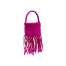 Aurnia fuschia mini tote bag with woven design and fringe detailing, perfect for stylish everyday use.