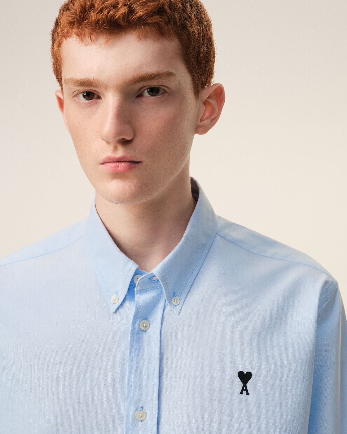 Ami Paris - Chemise Oxford Ami De Coeur En Coton Bleu Ciel