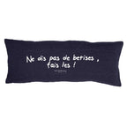 Housse De Coussin Sérigraphiée En Lin Lavé - Noir