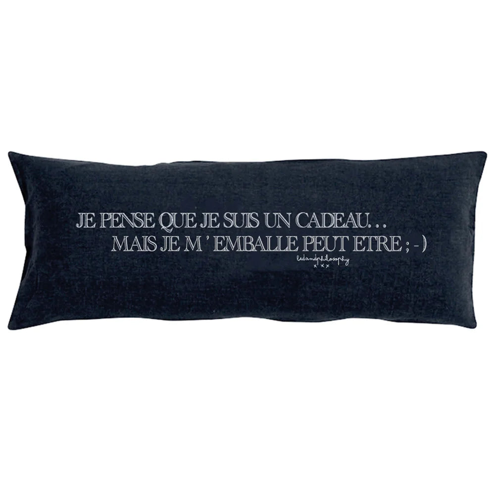 Housse De Coussin Sérigraphiée En Lin Lavé - Noir