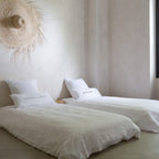 Housse De Coussin Sérigraphiée En Lin Lavé - Bleu