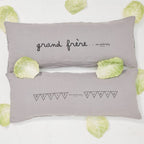 Housse De Coussin Sérigraphiée En Lin Lavé - Gris