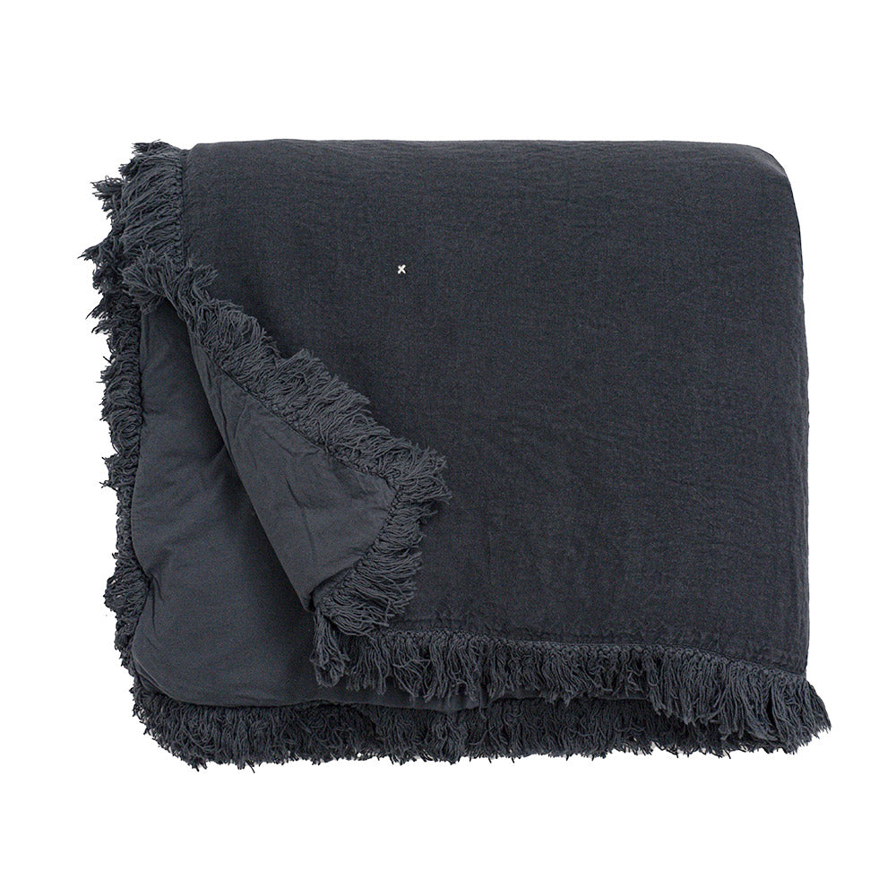 Funda de edredón de lino lavado - Negro