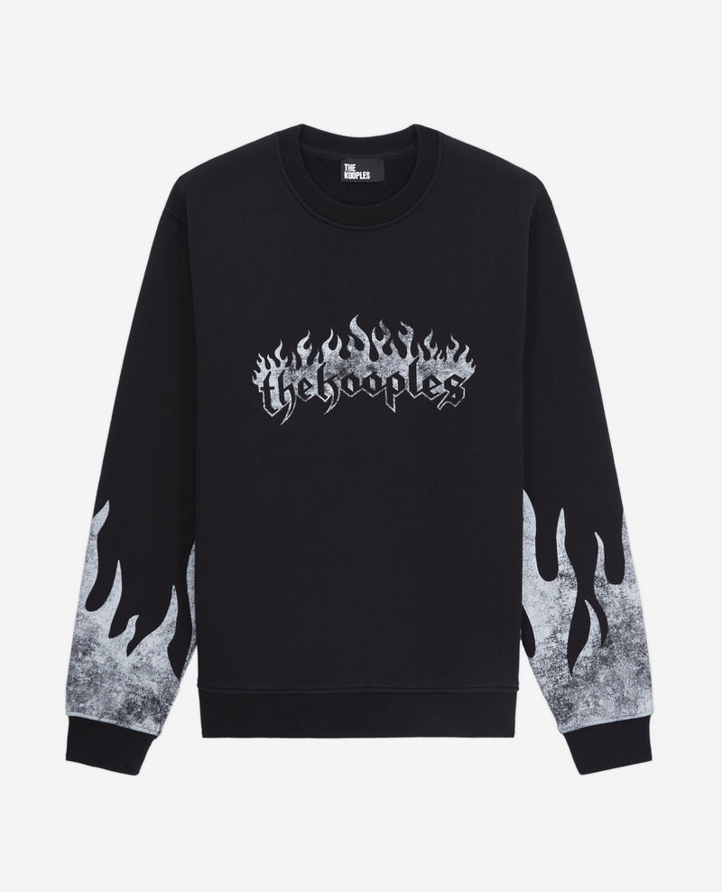 Sweat Avec Print The Kooples Flammes + Flammes Sur Les Manches - Homme