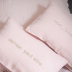 Screen-Printed Washed Linen Cushion Cover - Pink