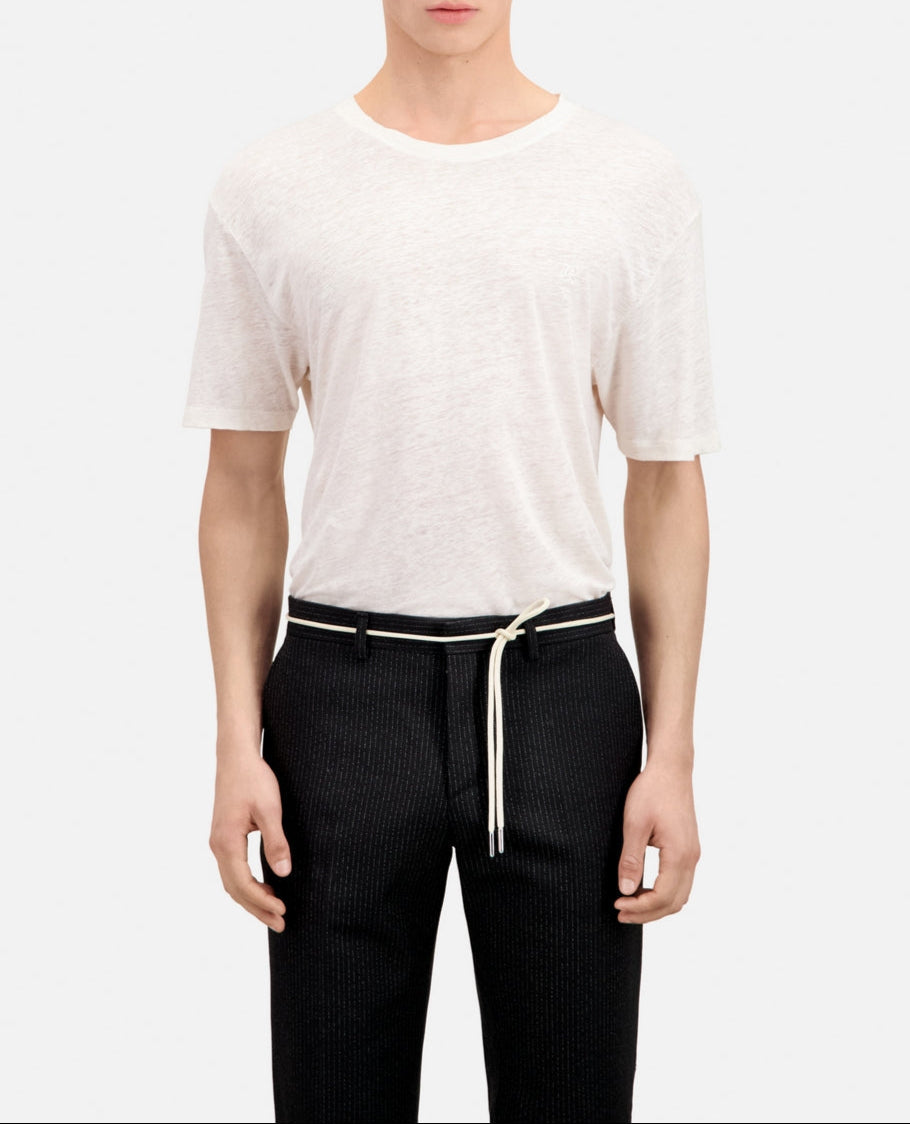 The Kooples - Camiseta Manga Corta De Lino Con Bordado En El Pecho - Hombre