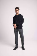 Hugo Zippe Hoodie - Negro - 100% Cachemira Oeko-Tex - Hombre