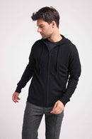 Hugo Zippe Hoodie - Black - 100% Cashmere Oeko-Tex - Man