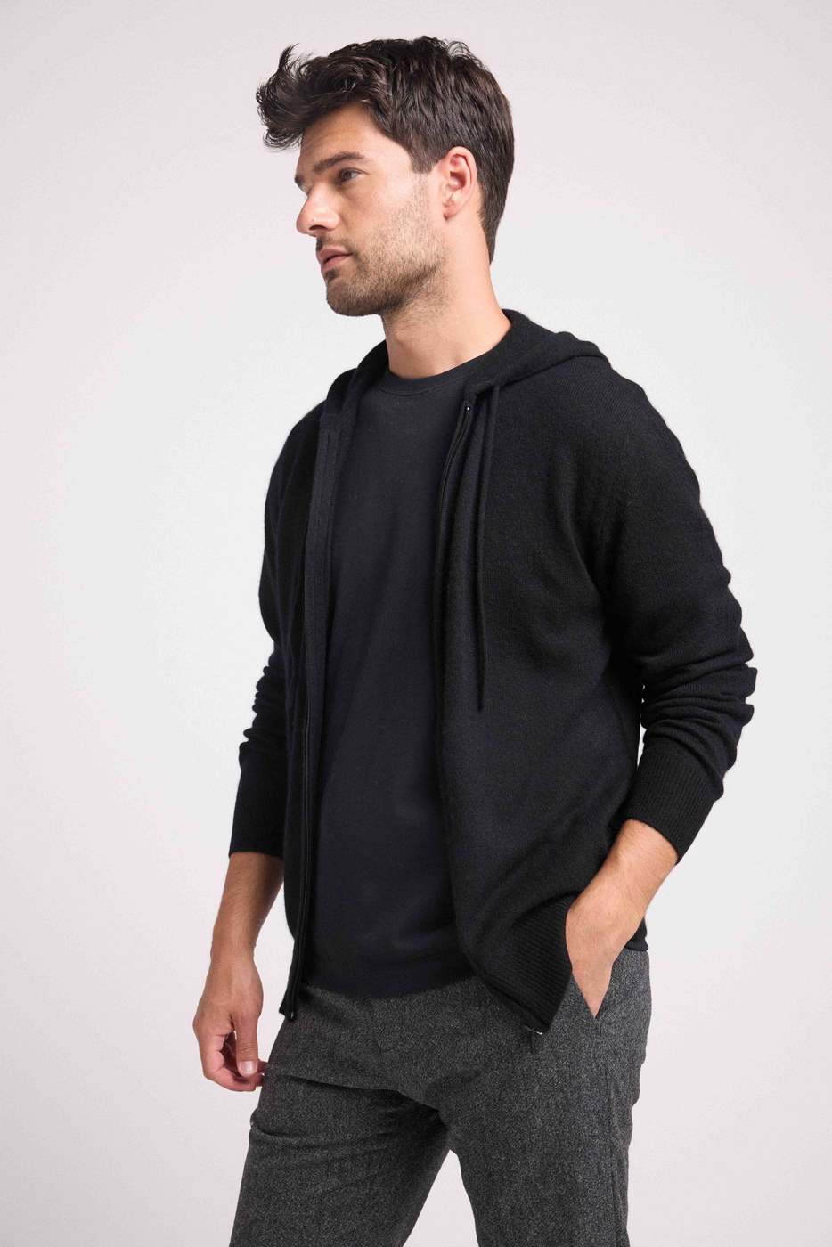 Hugo Zip-Up Hooded Sweatshirt - Black - Men