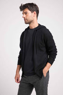 Hugo Zippe Hoodie - Negro - 100% Cachemira Oeko-Tex - Hombre