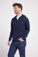 Hoodie Zippe Hugo - Bleu Marine - 100% Cachemire Oeko-Tex - Homme