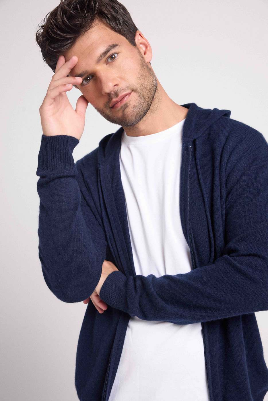 Hugo Zip-Up Hooded Sweatshirt - Navy Blue - Men