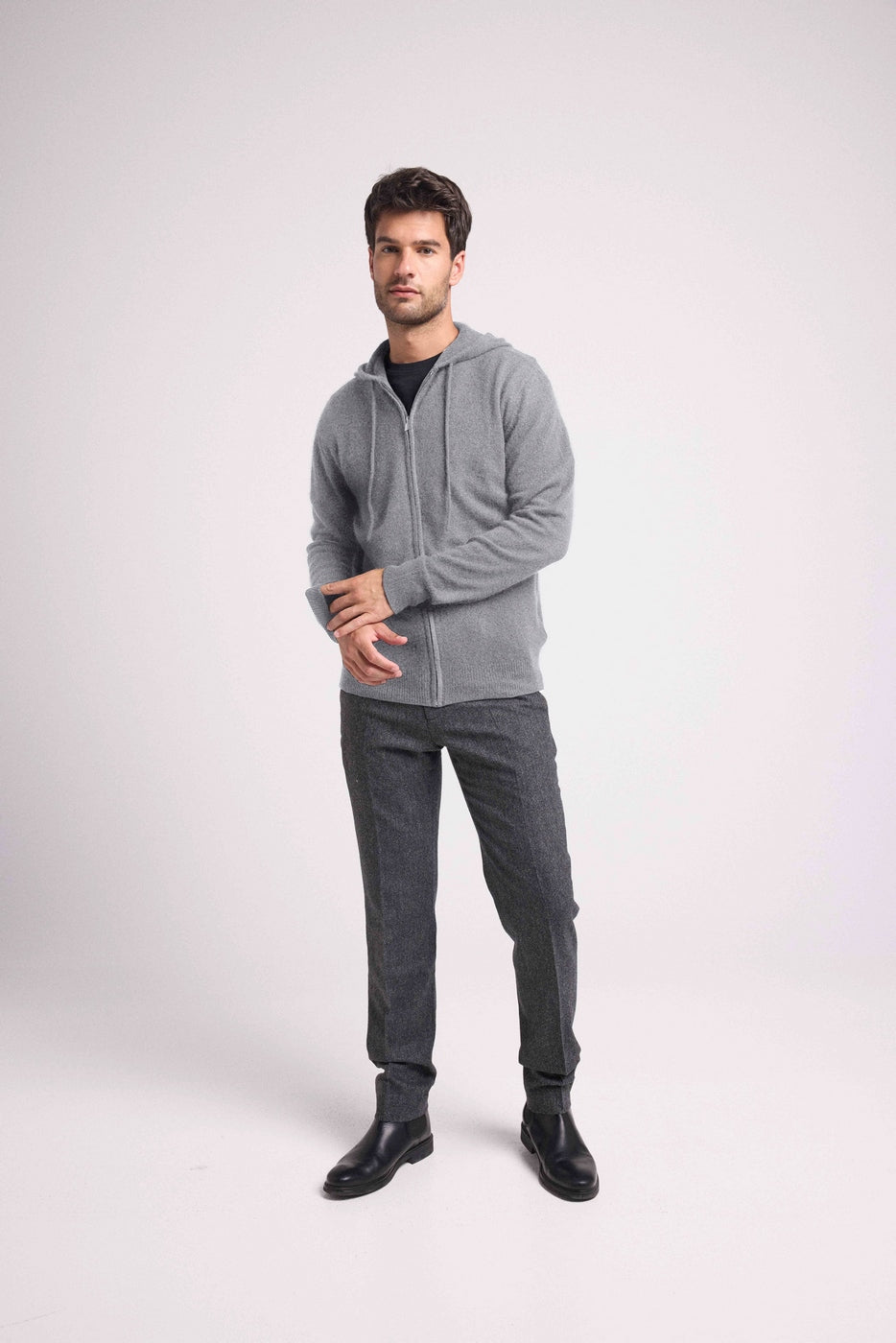 Hugo Zip-Up Hooded Sweatshirt - Dark Grey - Men