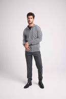 Hoodie Zippe Hugo - Gris Fonce - 100% Cachemire Oeko-Tex - Homme