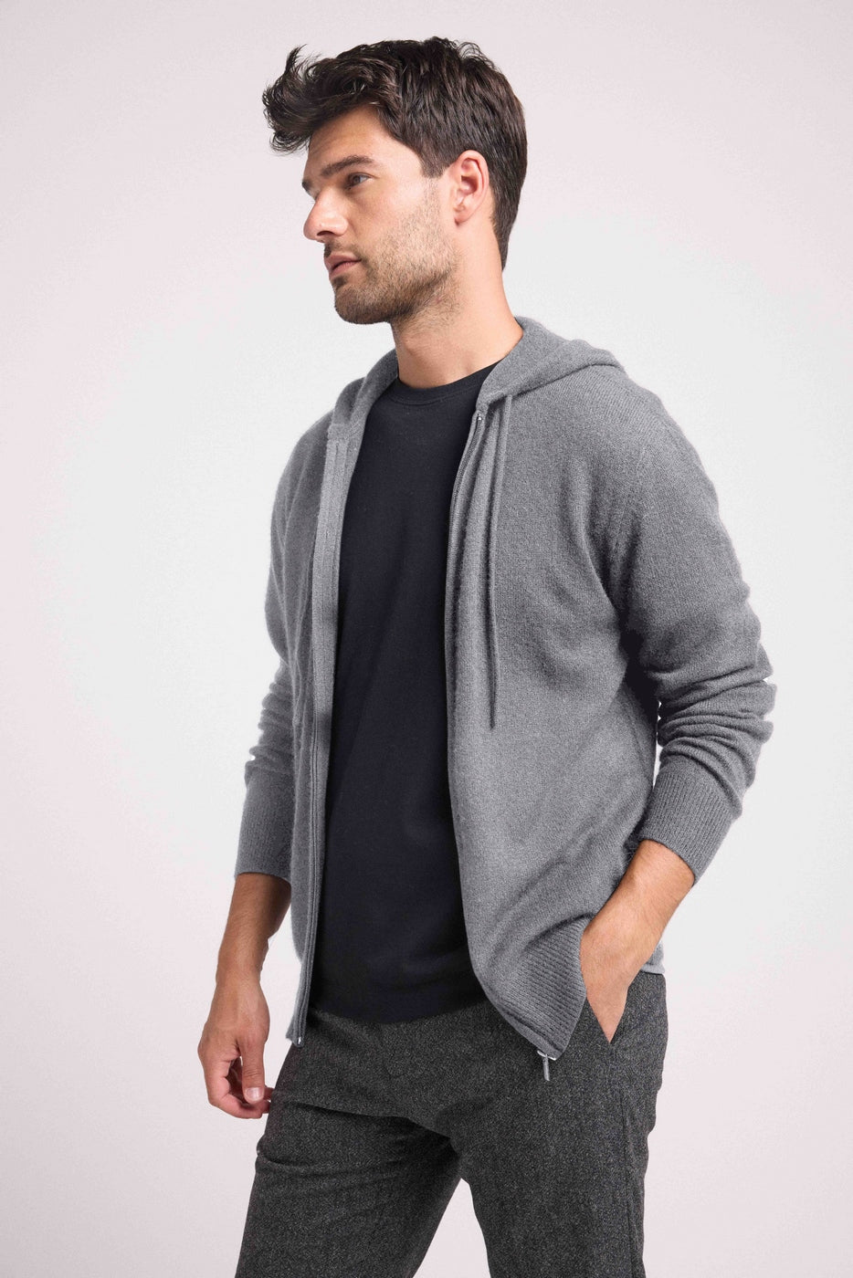 Hugo Zip-Up Hooded Sweatshirt - Dark Grey - Men