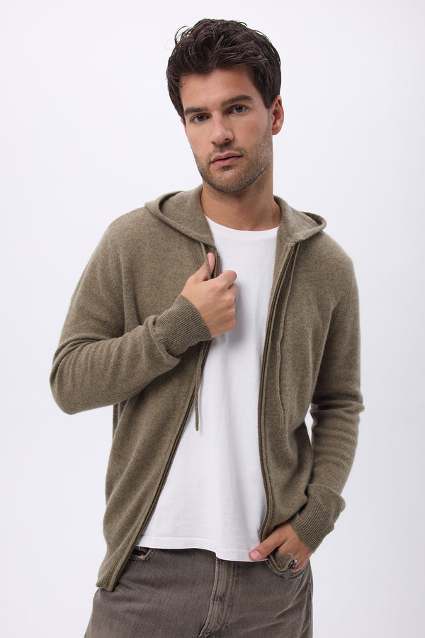 Sweat Zippe A Capuche H Hugo - Vert Khaki - Homme