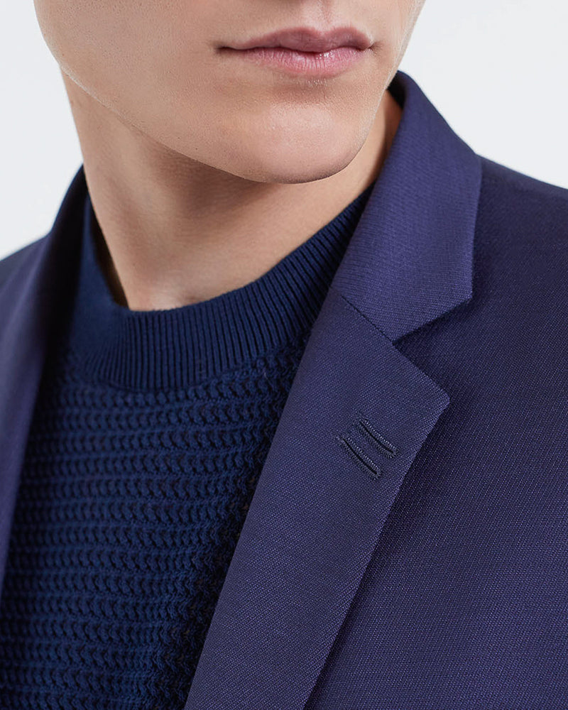 Veste De Costume En Laine - Marine - Homme