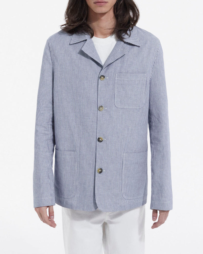 Chaqueta de vestir azul con bolsillos con estampado de rayas - Hombre