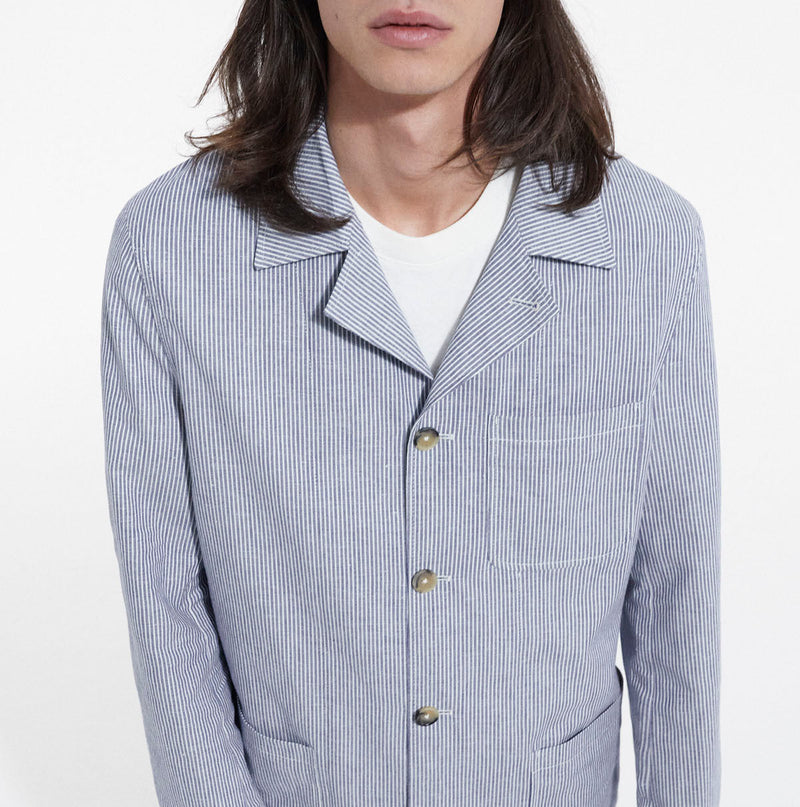 Chaqueta de vestir azul con bolsillos con estampado de rayas - Hombre