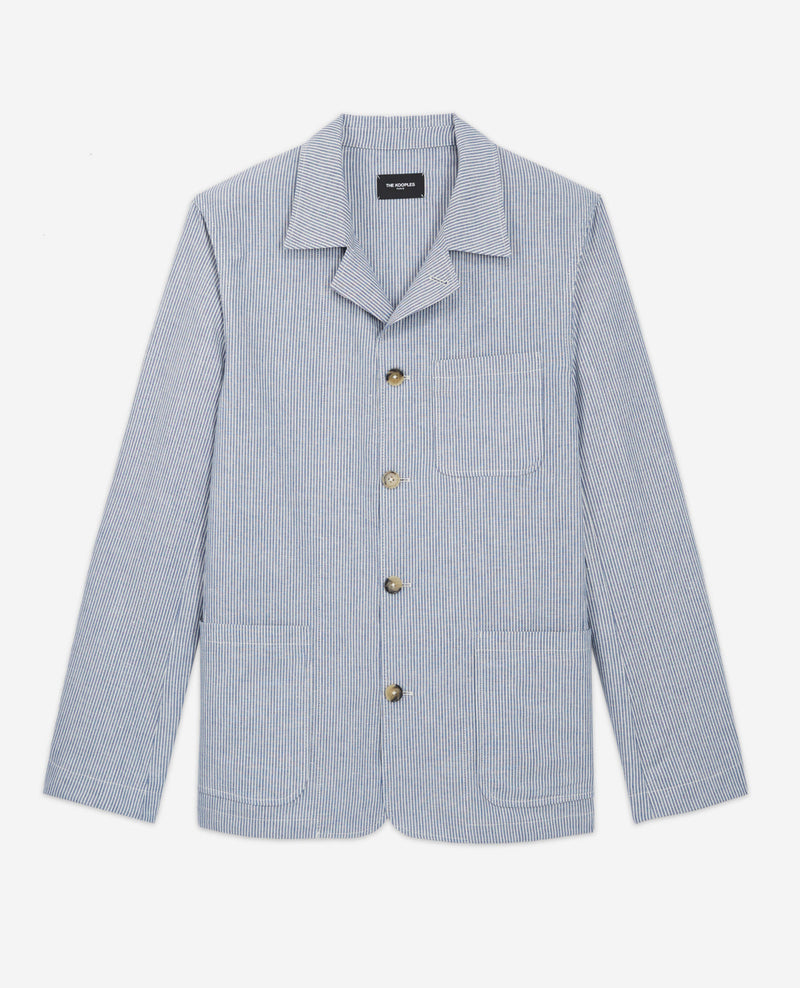 Chaqueta de vestir azul con bolsillos con estampado de rayas - Hombre