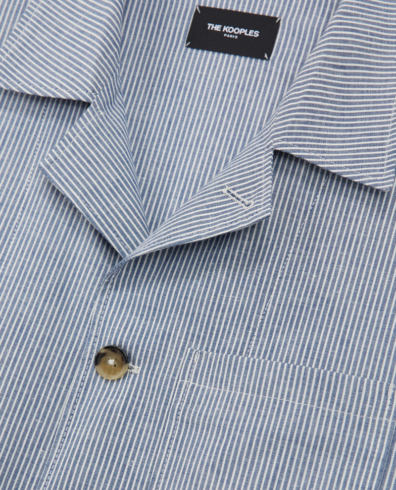 Chaqueta de vestir azul con bolsillos con estampado de rayas - Hombre