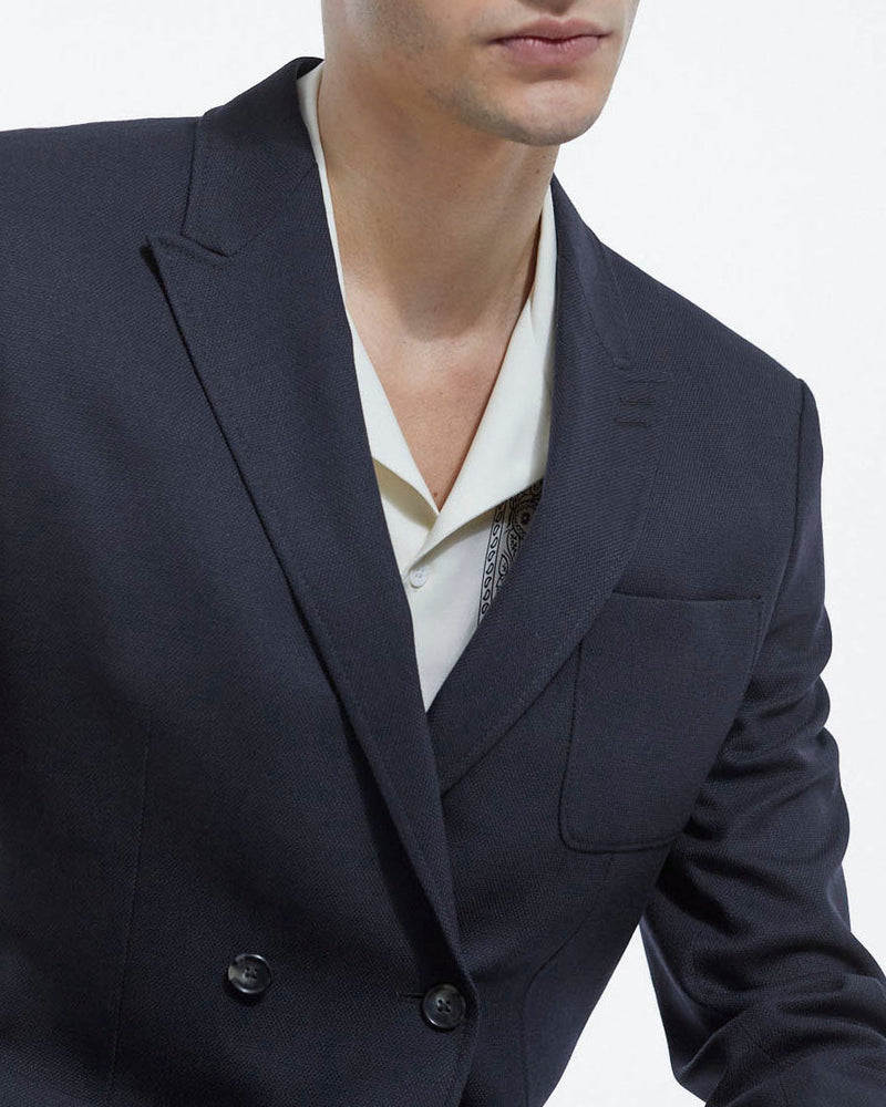 Veste De Costume En Laine - Marine - Homme