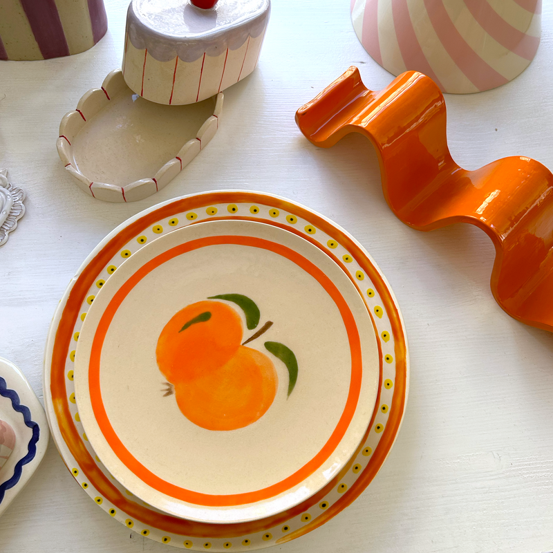 Assiette Happy Peach - 2 Tailles - Pièce Neuve/Artisanale