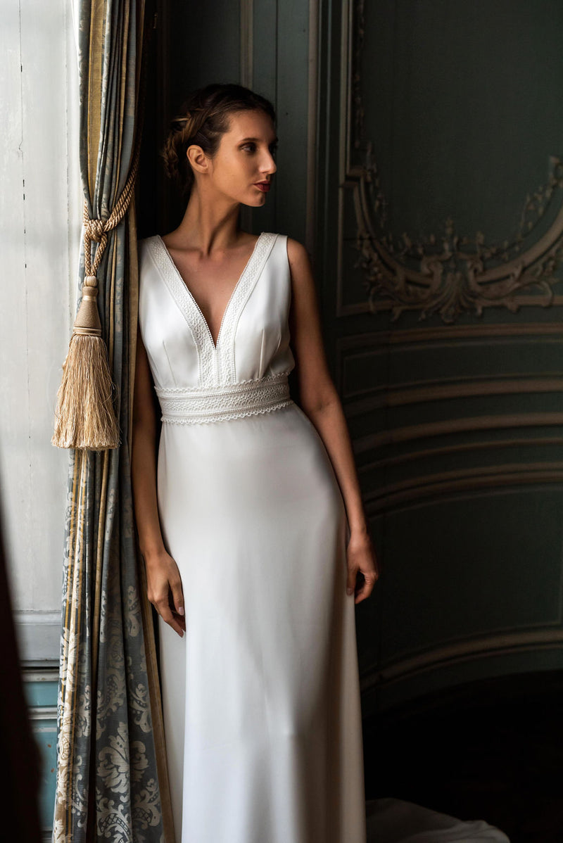 Robe Longue Olympe - Blanc Soie