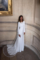 Robe Longue De Mariée D'Hiver - Blanc Soie