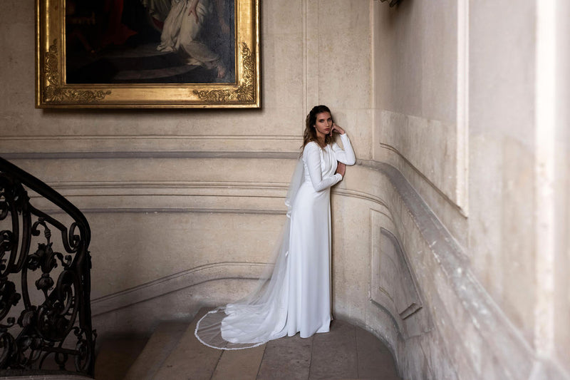 Voile Cathédrale Feuillage - Blanc Soie