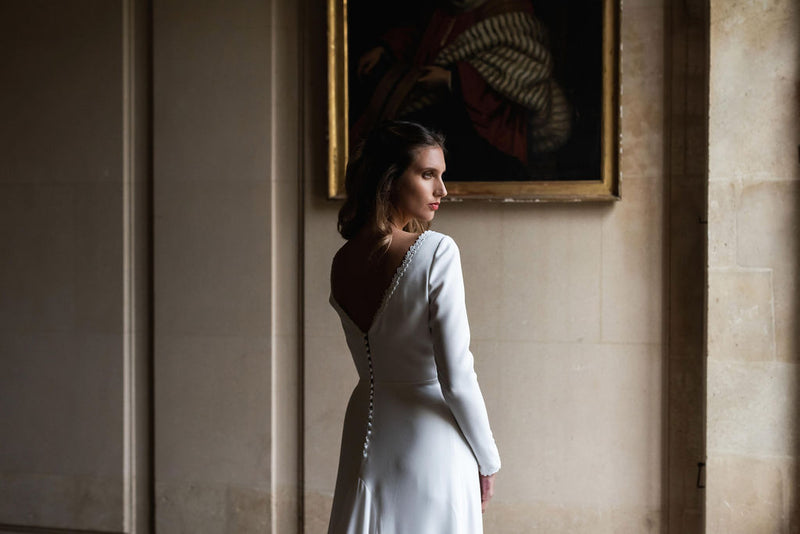 Robe Longue De Mariée D'Hiver - Blanc Soie