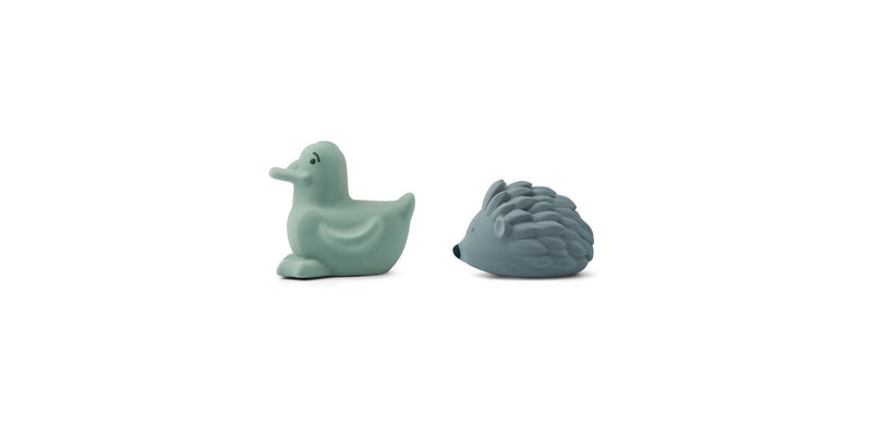 Juguete de baño con forma de animal - Pack de 2 Henrik - Mezcla de menta y azul ballena
