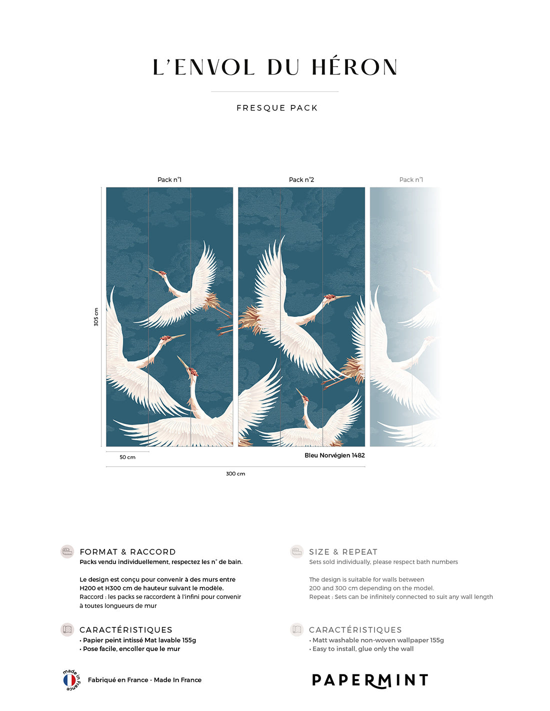 L’envol du héron - Plume Ivory Norwegian Blue