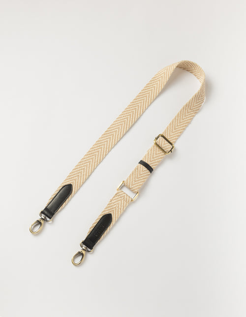 Bandoulière Herringbone Strap - Sable & Noir