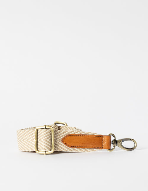 Bandoulière Herringbone Strap - Sable & Cognac