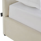 Tina - Lit Coffre Adulte avec Tête de Lit Matelassée en Velours et Sommier - Beige