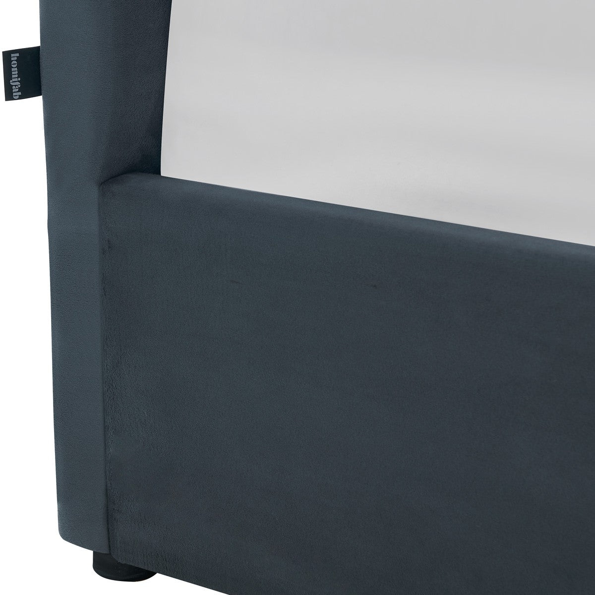 Tina - Lit Coffre Adulte avec Tête de Lit Matelassée en Velours et Sommier - Gris Foncé